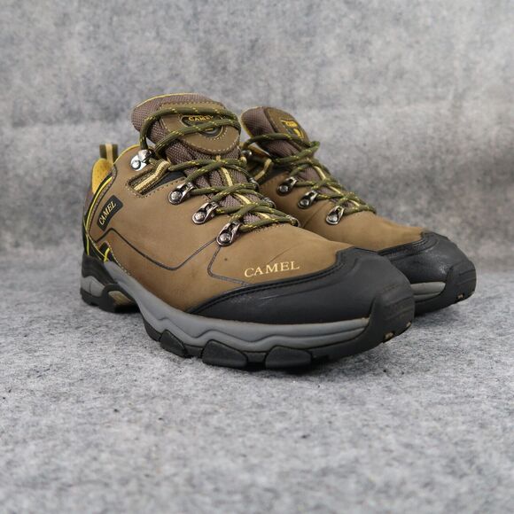 Camel Shoes Mens 9 Hiking Low Leather Boot Outdoor Trekking Active Lace Up Brown - Picture 1 of 14